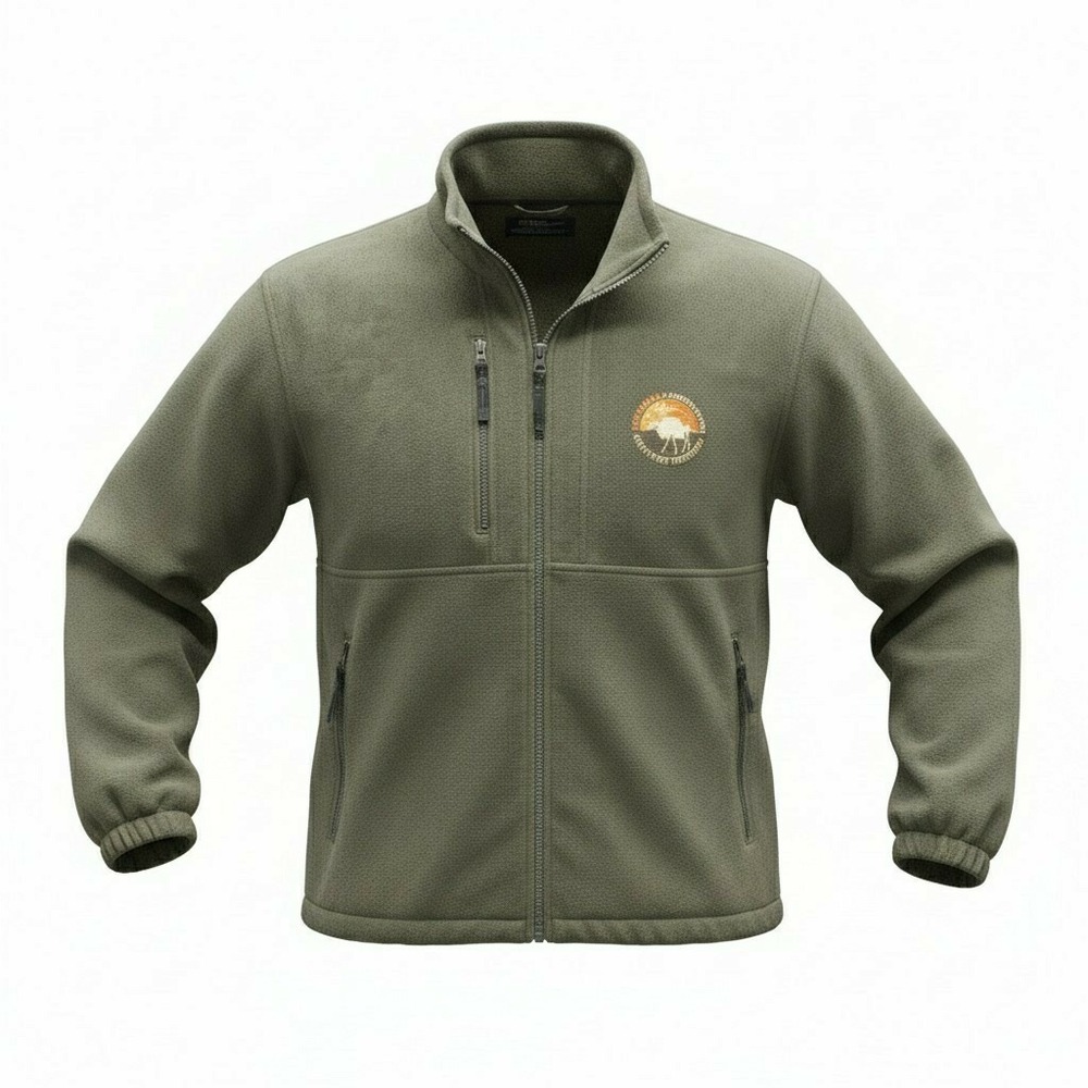 North End Mens Zip Fleece Ezem Jacket L Embroidered Logo NOSLER NRA Caribou Hunt